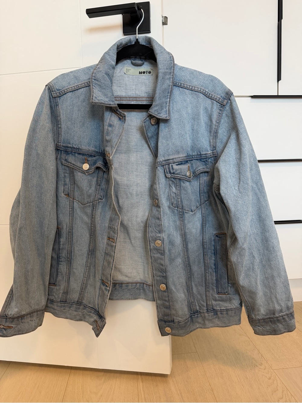 Topshop Light Wash Denim Jacket in Faded Blue